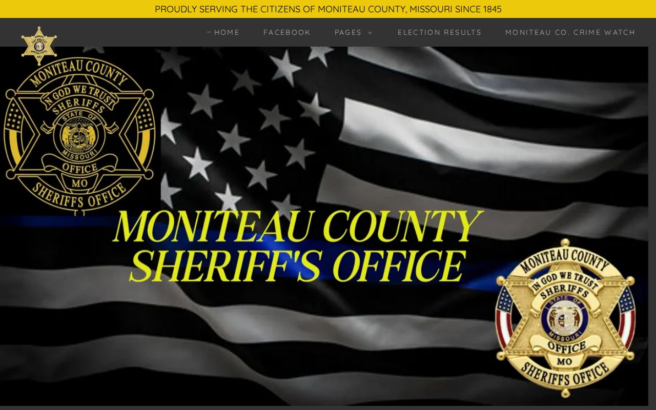 Moniteau County Sheriff official page with in-custody label and office information